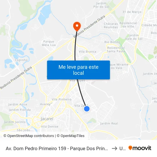 Av. Dom Pedro Primeiro 159 - Parque Dos Príncipes Jacareí - SP Brasil to Unip map
