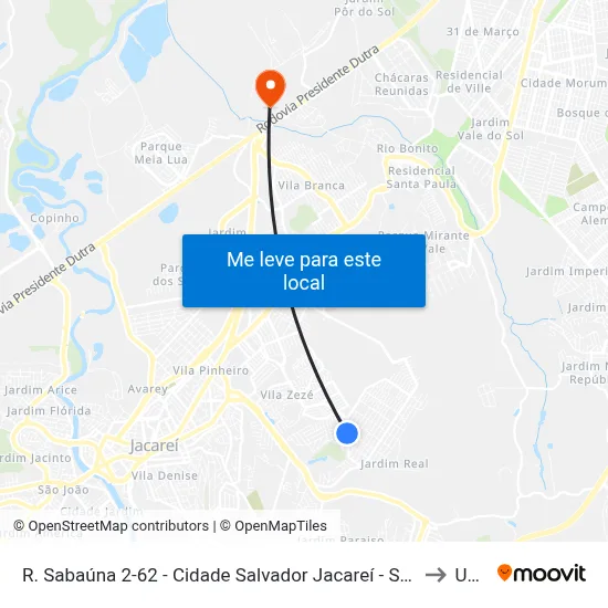R. Sabaúna 2-62 - Cidade Salvador Jacareí - SP Brasil to Unip map