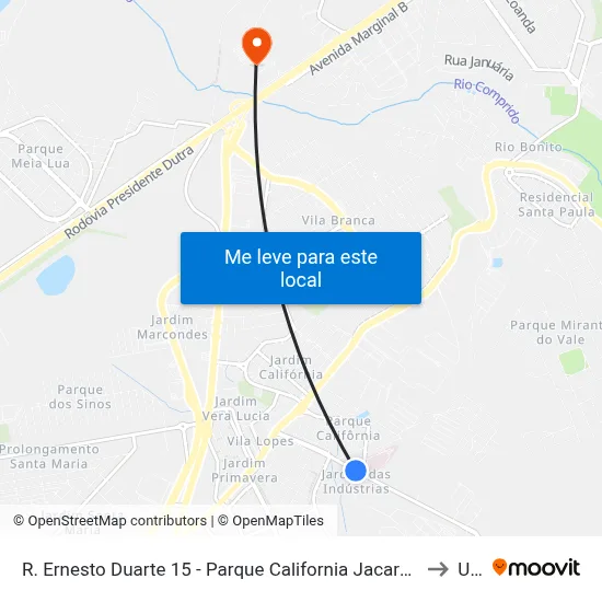 R. Ernesto Duarte 15 - Parque California Jacareí - SP 12311-200 Brasil to Unip map