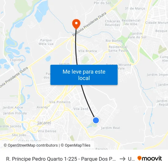 R. Príncipe Pedro Quarto 1-225 - Parque Dos Príncipes Jacareí - SP Brasil to Unip map