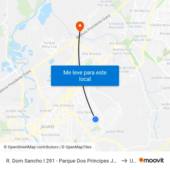 R. Dom Sancho I 291 - Parque Dos Príncipes Jacareí - SP 12310-002 Brasil to Unip map