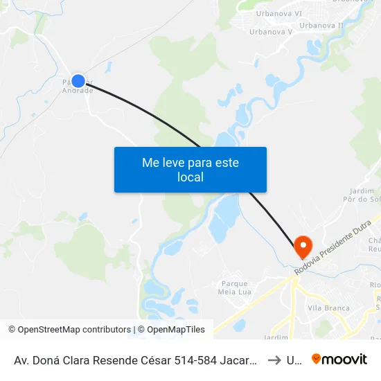 Av. Doná Clara Resende César 514-584 Jacareí - SP Brasil to Unip map