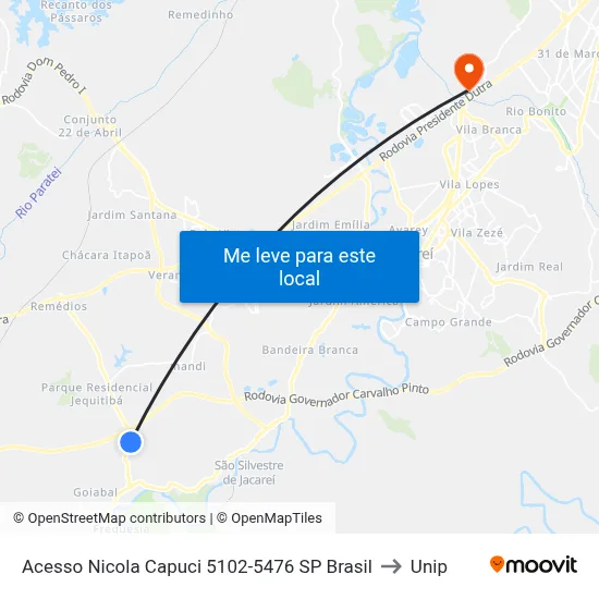 Acesso Nicola Capuci 5102-5476 SP Brasil to Unip map