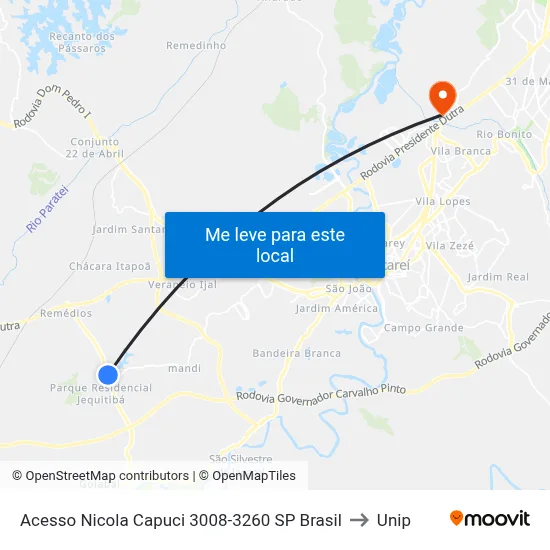 Acesso Nicola Capuci 3008-3260 SP Brasil to Unip map
