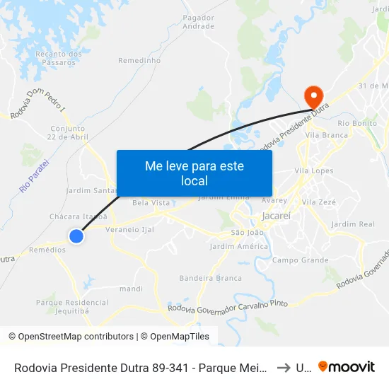 Rodovia Presidente Dutra 89-341 - Parque Meia Lua Jacareí - SP Brasil to Unip map