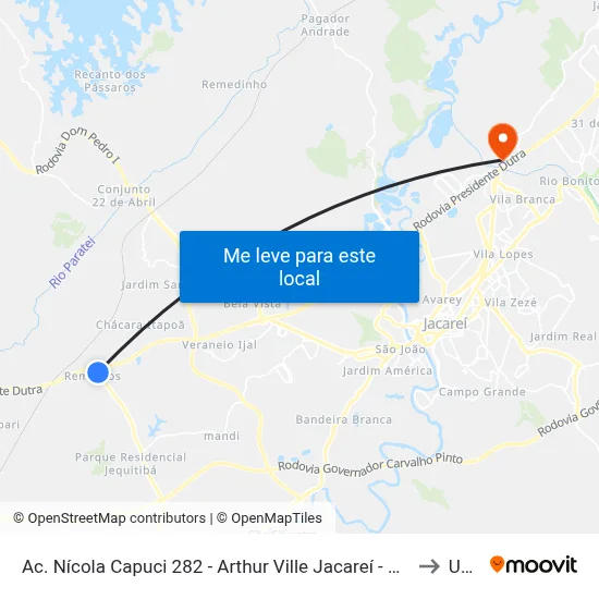 Ac. Nícola Capuci 282 - Arthur Ville Jacareí - SP Brasil to Unip map