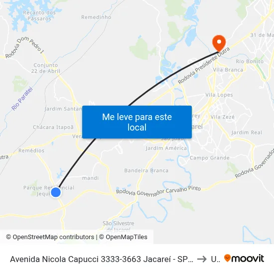 Avenida Nicola Capucci 3333-3663 Jacareí - SP 12320-330 República Federativa Do Brasil to Unip map