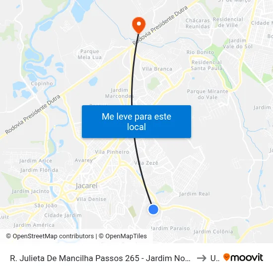 R. Julieta De Mancilha Passos 265 - Jardim Novo Amanhecer Jacareí - SP 12316-570 Brasil to Unip map