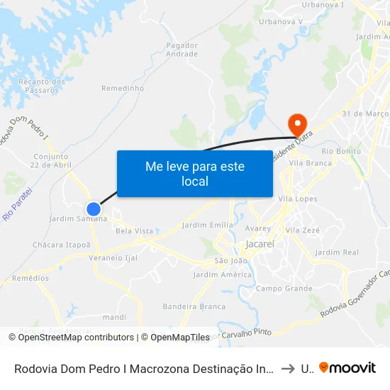 Rodovia Dom Pedro I Macrozona Destinação Industrial (Mdi - Parateí) Jacareí - São Paulo Brasil to Unip map