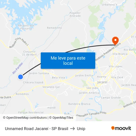 Unnamed Road Jacareí - SP Brasil to Unip map