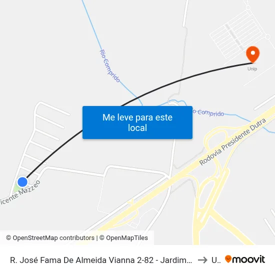 R. José Fama De Almeida Vianna 2-82 - Jardim Conquista Jacareí - SP 12335-503 Brasil to Unip map