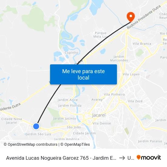 Avenida Lucas Nogueira Garcez 765 - Jardim Esperança Jacareí - SP Brasil to Unip map