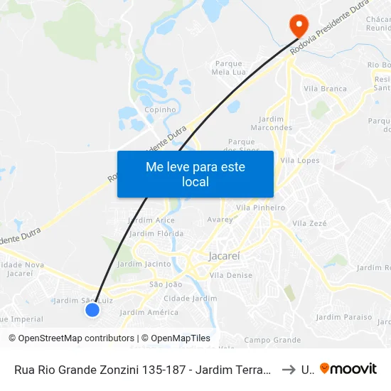 Rua Rio Grande Zonzini 135-187 - Jardim Terras De São João Jacareí - SP 12324-790 Brasil to Unip map