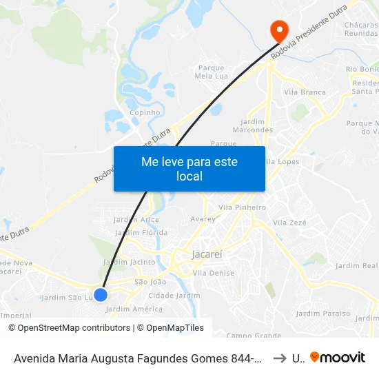 Avenida Maria Augusta Fagundes Gomes 844-936 - Residencial São Paulo Jacareí - SP Brasil to Unip map