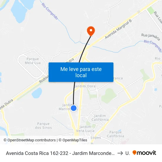 Avenida Costa Rica 162-232 - Jardim Marcondes Jacareí - SP 12305-020 República Federativa Do Brasil to Unip map