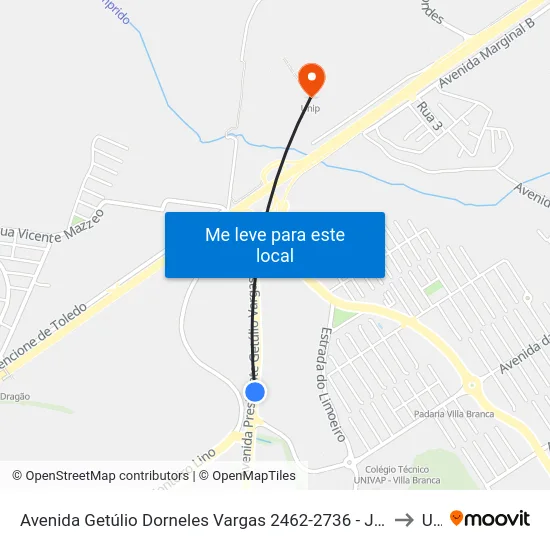 Avenida Getúlio Dorneles Vargas 2462-2736 - Jardim California Jacareí - SP Brasil to Unip map