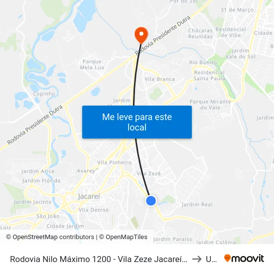 Rodovia Nilo Máximo 1200 - Vila Zeze Jacareí - SP Brasil to Unip map