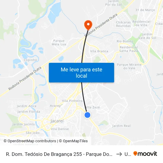R. Dom. Tedósio De Bragança 255 - Parque Dos Principes Jacareí - SP Brasil to Unip map