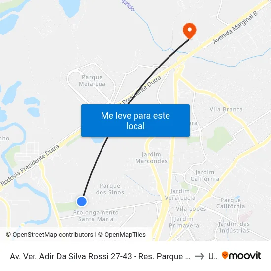 Av. Ver. Adir Da Silva Rossi 27-43 - Res. Parque Dos Sinos Jacareí - SP 12328-513 Brasil to Unip map