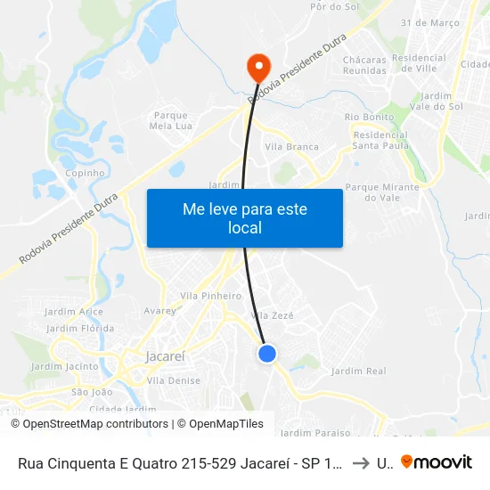 Rua Cinquenta E Quatro 215-529 Jacareí - SP 12310-053 República Federativa Do Brasil to Unip map
