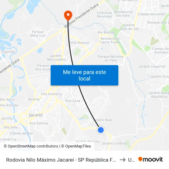 Rodovia Nilo Máximo Jacareí - SP República Federativa Do Brasil to Unip map