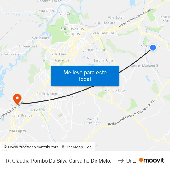 R. Claudia Pombo Da Silva Carvalho De Melo, 80 to Unip map