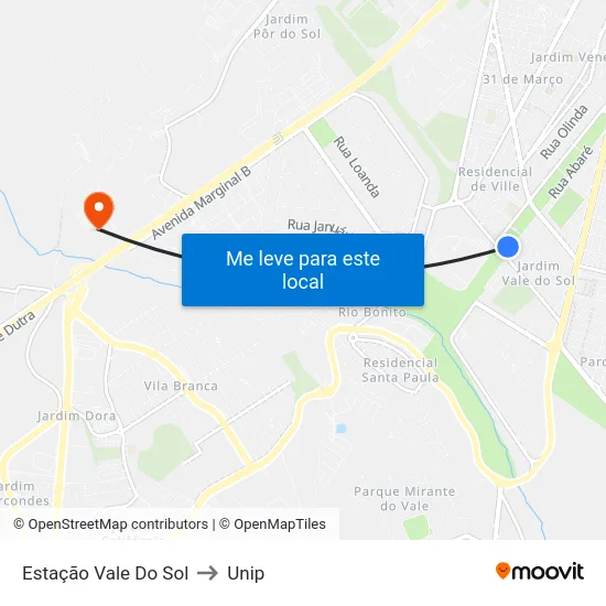 Estação Vale Do Sol to Unip map