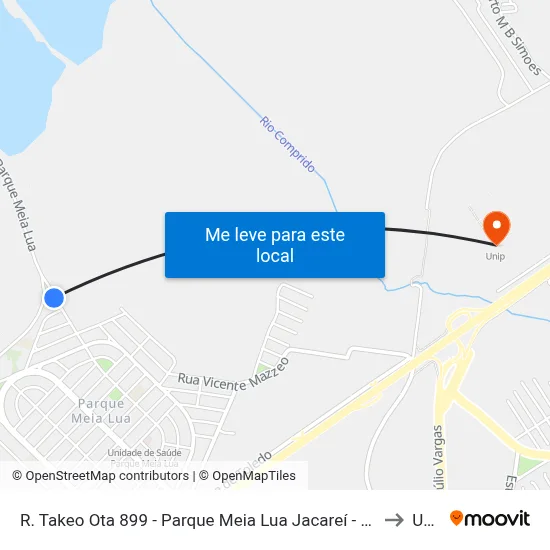 R. Takeo Ota 899 - Parque Meia Lua Jacareí - SP Brasil to Unip map