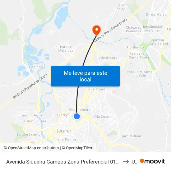 Avenida Siqueira Campos Zona Preferencial 01 - Zap 1 Jacareí - São Paulo 12307 Brasil to Unip map