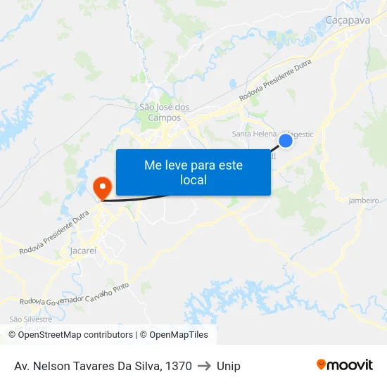 Av. Nelson Tavares Da Silva, 1370 to Unip map
