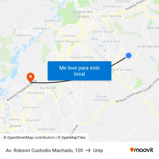 Av. Robson Custodio Machado, 100 to Unip map