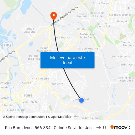Rua Bom Jesus 566-834 - Cidade Salvador Jacareí - SP 12312-150 Brasil to Unip map