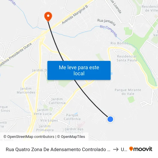 Rua Quatro Zona De Adensamento Controlado (Zac) Jacareí - São Paulo Brasil to Unip map
