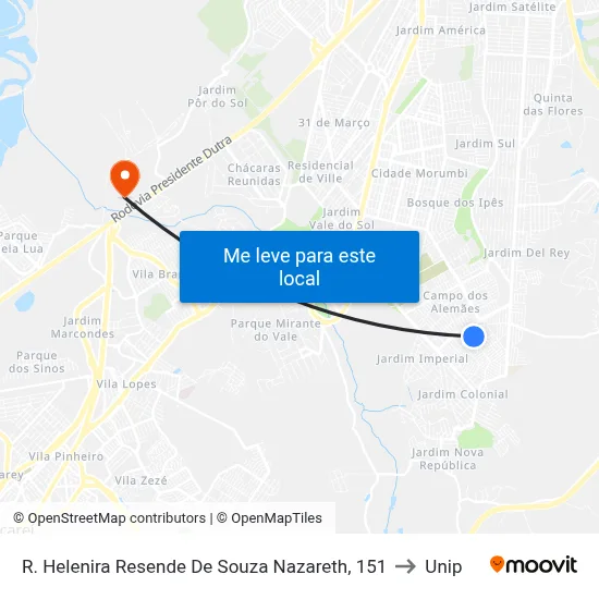 R. Helenira Resende De Souza Nazareth, 151 to Unip map
