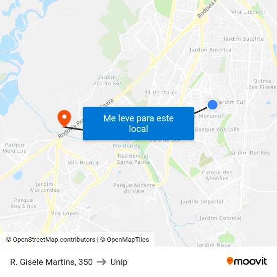 R. Gisele Martins, 350 to Unip map