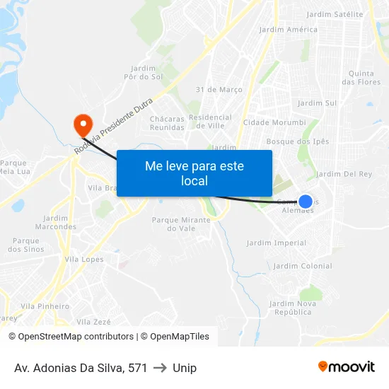 Av. Adonias Da Silva, 571 to Unip map