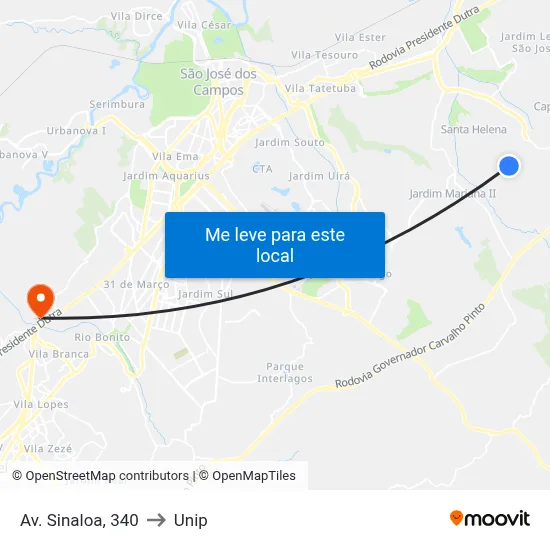 Av. Sinaloa, 340 to Unip map