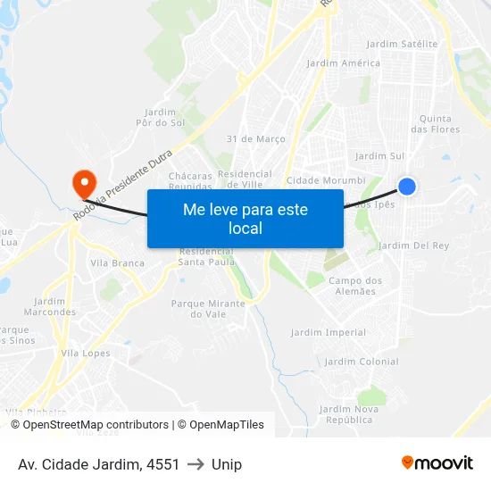 Av. Cidade Jardim, 4551 to Unip map