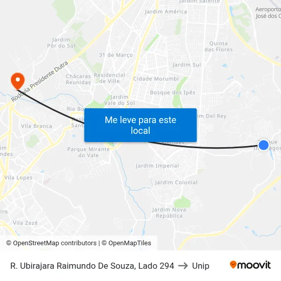 R. Ubirajara Raimundo De Souza, Lado 294 to Unip map