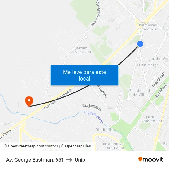Av. George Eastman, 651 to Unip map