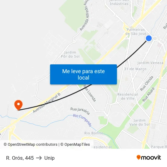 R. Orós, 445 to Unip map