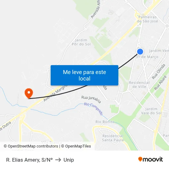 R. Elias Amery, S/Nº to Unip map