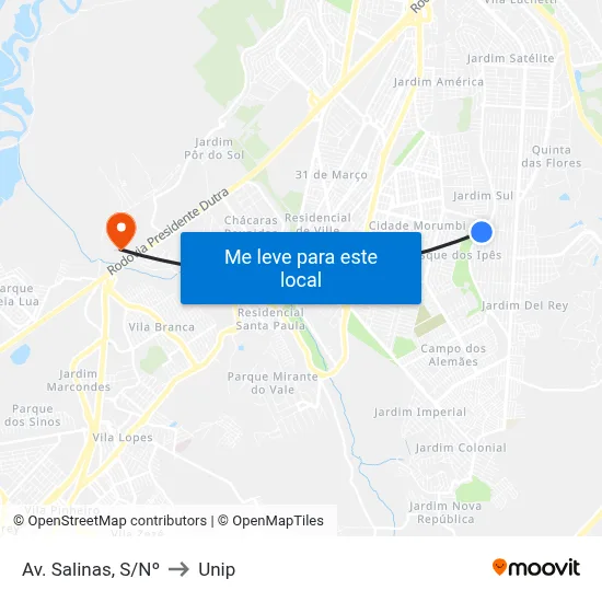 Av. Salinas, S/Nº to Unip map