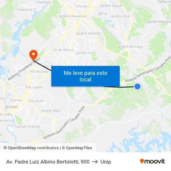 Av. Padre Luiz Albino Bertolotti, 900 to Unip map