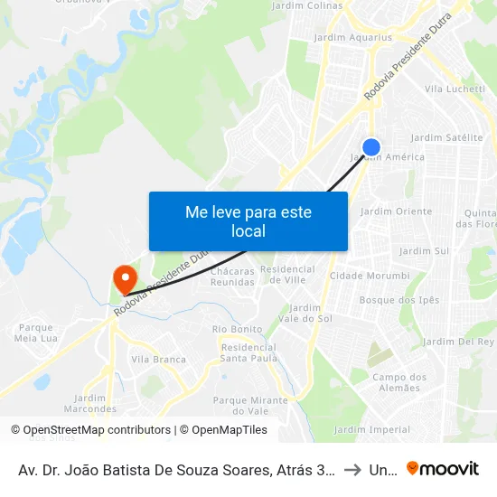 Av. Dr. João Batista De Souza Soares, Atrás 380 to Unip map