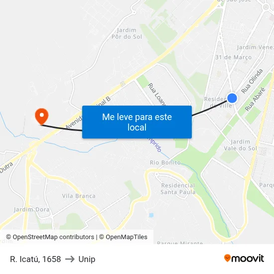 R. Icatú, 1658 to Unip map