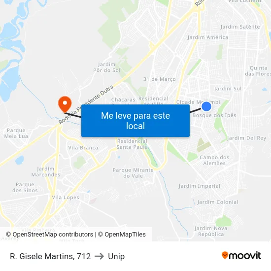 R. Gisele Martins, 712 to Unip map