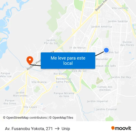 Av. Fusanobu Yokota, 271 to Unip map