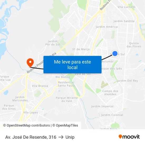 Av. José De Resende, 361 to Unip map