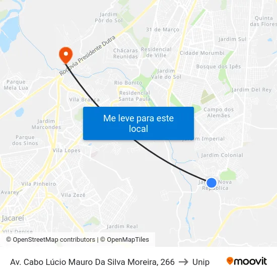 Av. Cabo Lúcio Mauro Da Silva Moreira, 266 to Unip map